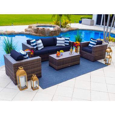 Latitude Run Sorrento 4 Piece Rattan Sofa Seating Group with